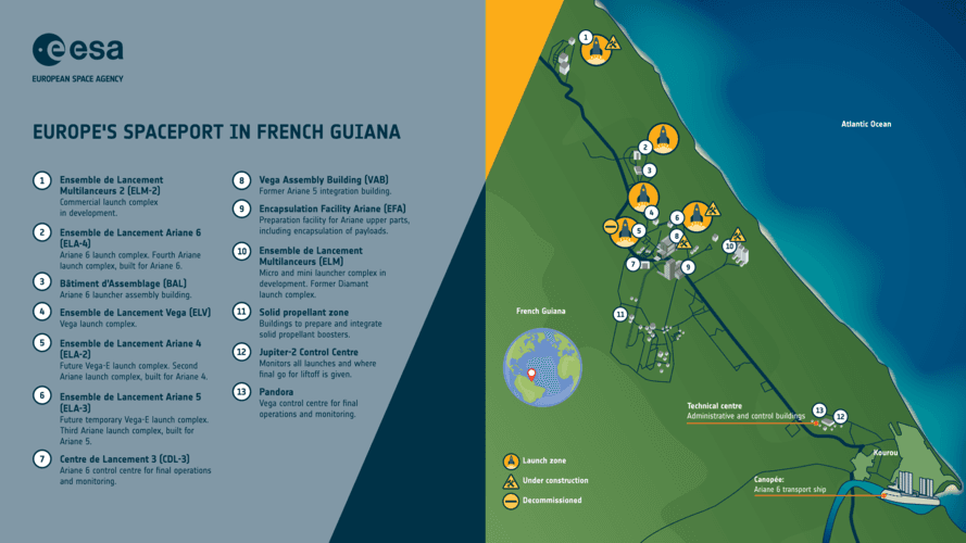Map of Europe's Spaceport