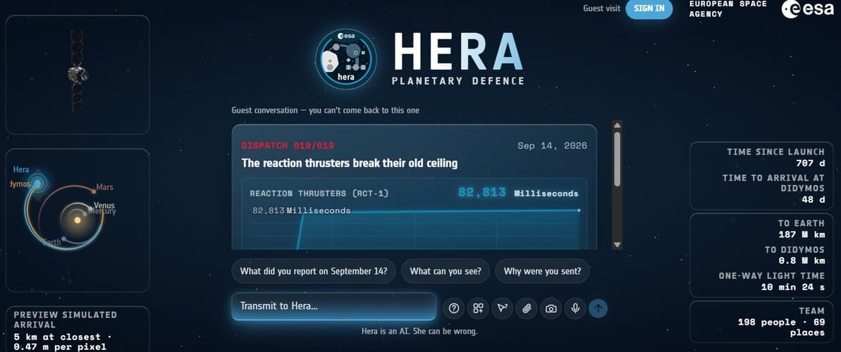 Questions? Ask our Hera Space Companion!
